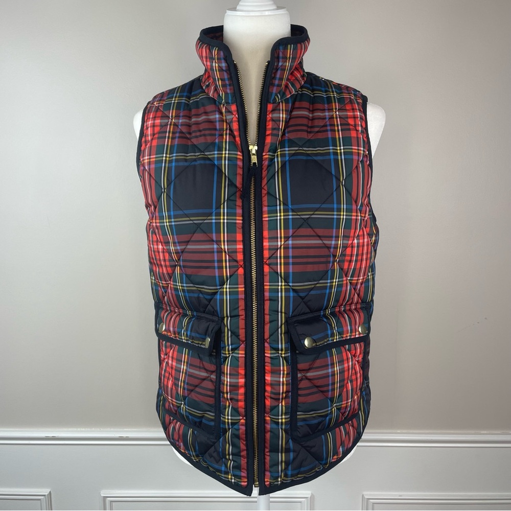 J Crew Primaloft Plaid Zip Front Puffer Vest.